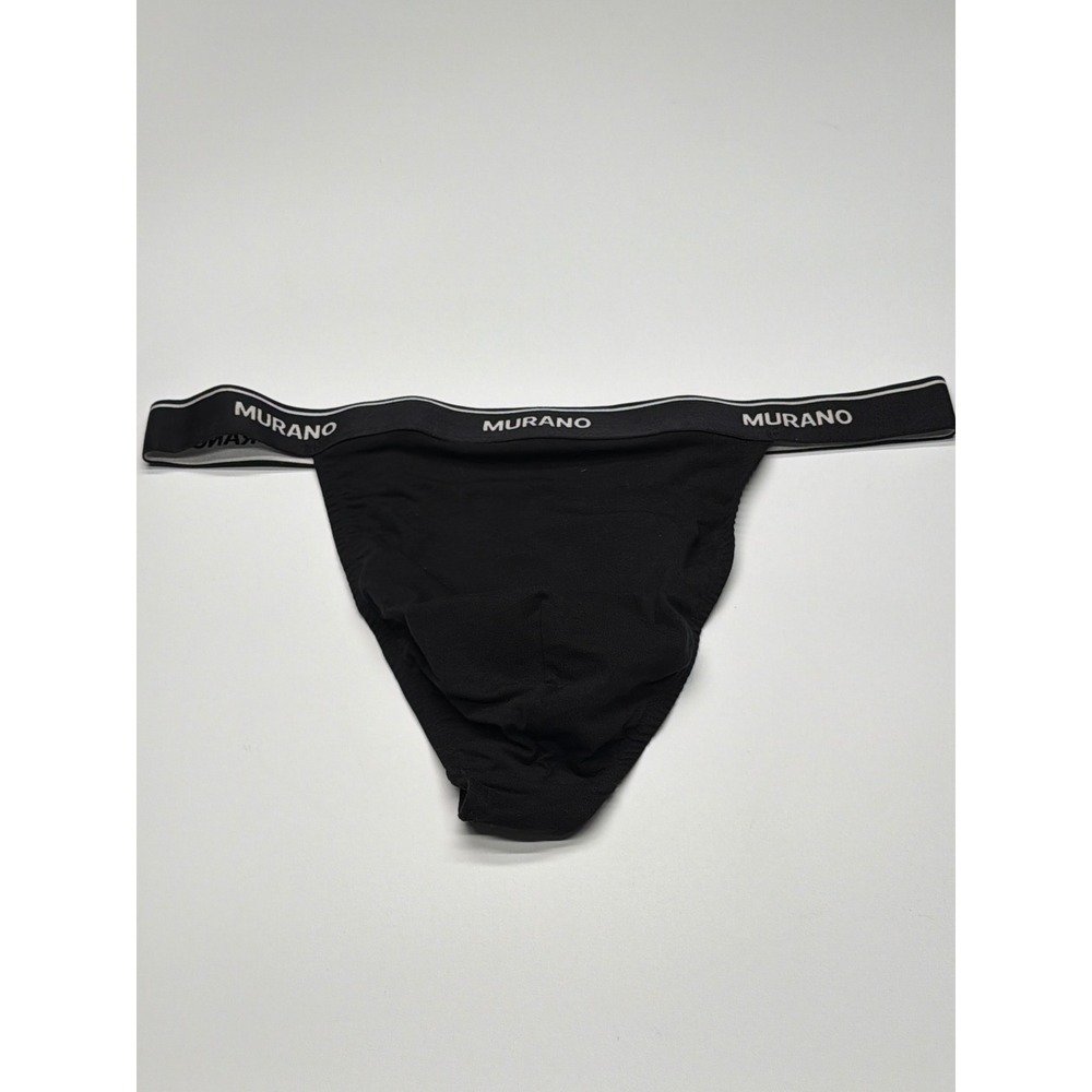 Murano Mens Black‎ Thong Underwear Comfort Stretch Logo Waistband Size Large